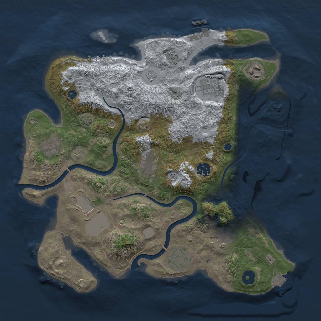 Rust Map: Procedural Map, Size: 3500, Seed: 347838, 15 Monuments