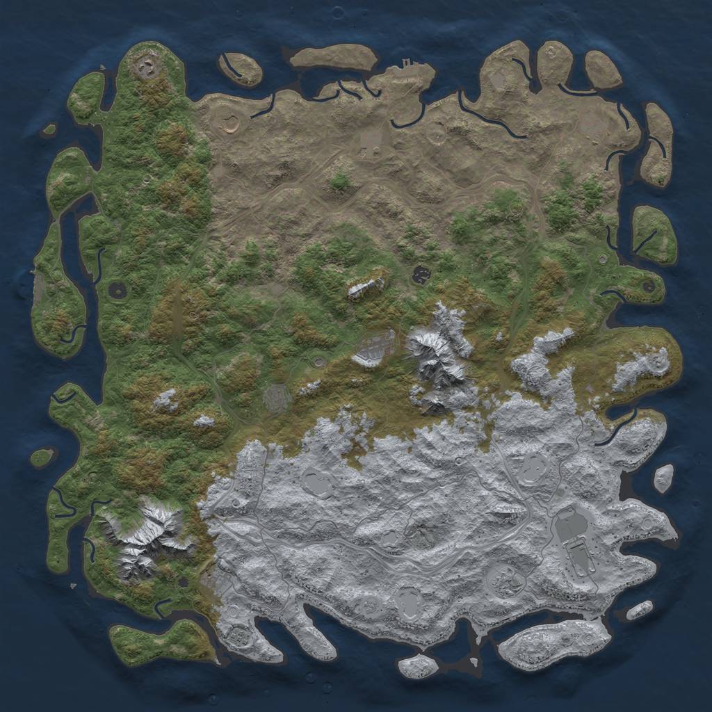 Rust Map: Procedural Map, Size: 6000, Seed: 63274100, 20 Monuments