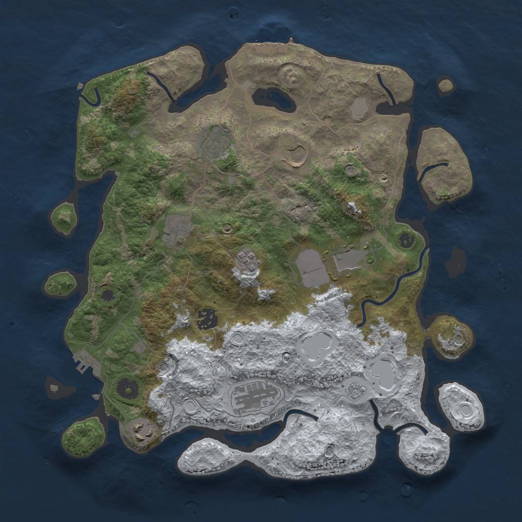 Rust Map: Procedural Map, Size: 3600, Seed: 783367320, 17 Monuments