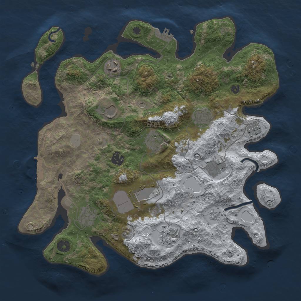 Rust Map: Procedural Map, Size: 3500, Seed: 1792617060, 19 Monuments