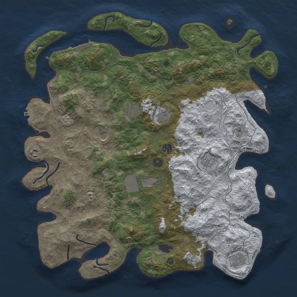 Rust Map: Procedural Map, Size: 4500, Seed: 722839372, 18 Monuments