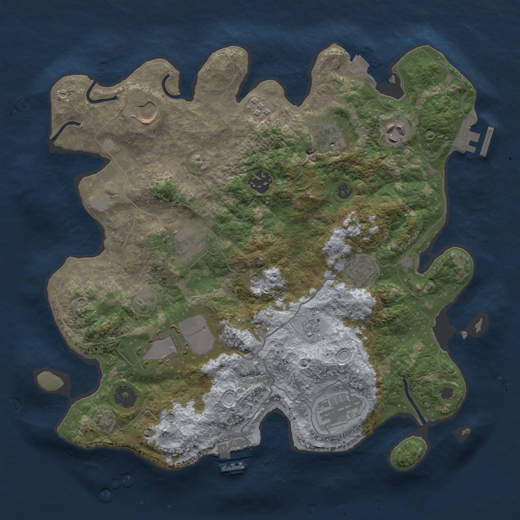 Rust Map: Procedural Map, Size: 3500, Seed: 1398828596, 17 Monuments