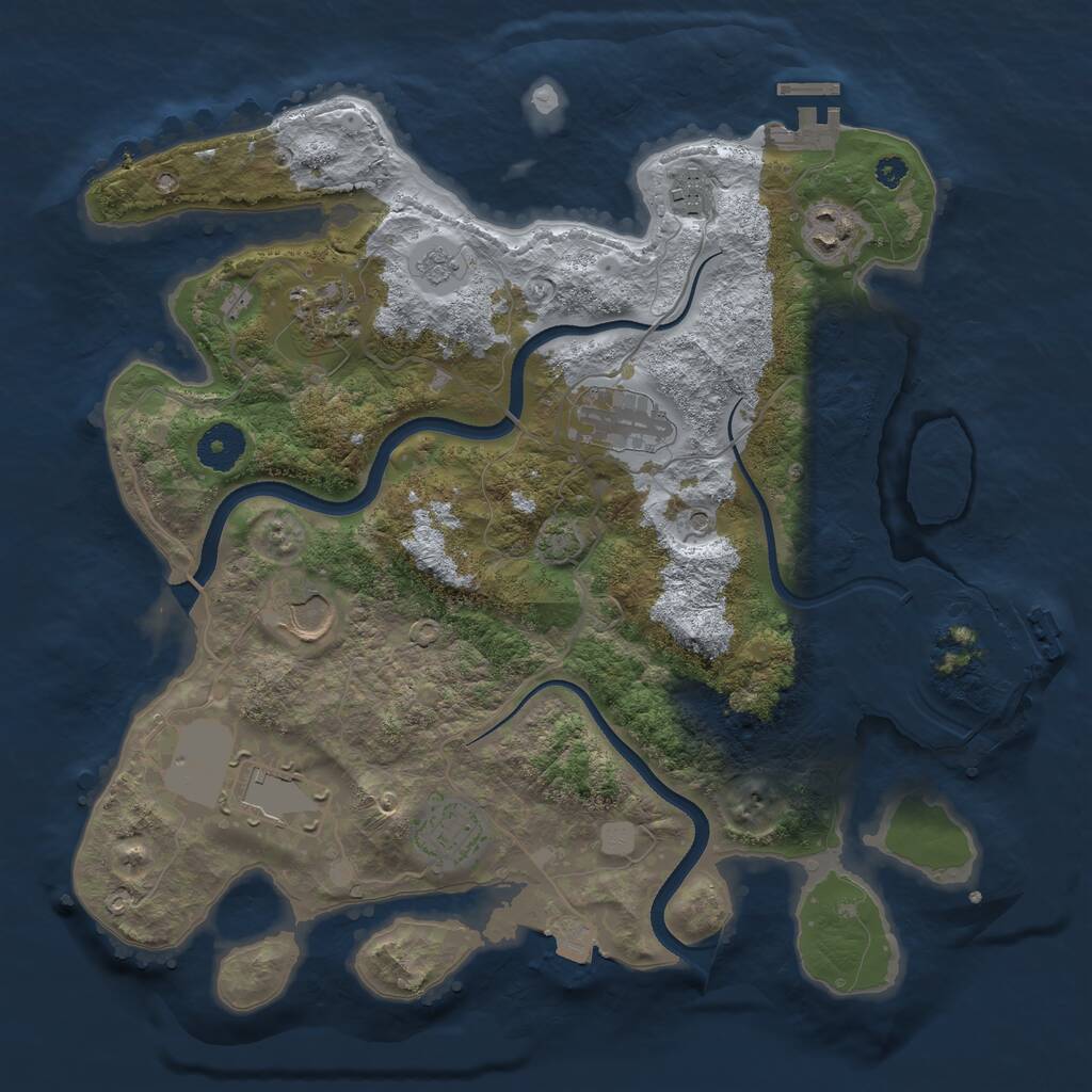 Rust Map: Procedural Map, Size: 3500, Seed: 223775539, 13 Monuments