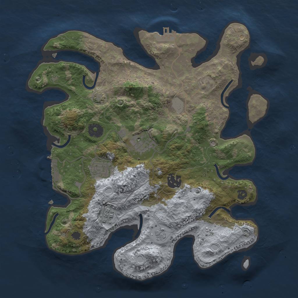 Rust Map: Procedural Map, Size: 3000, Seed: 144, 10 Monuments