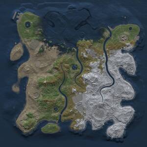 Thumbnail Rust Map: Procedural Map, Size: 3750, Seed: 23, 15 Monuments