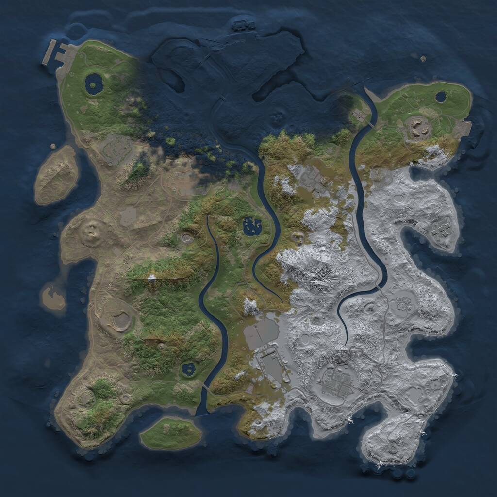 Rust Map: Procedural Map, Size: 3750, Seed: 23, 15 Monuments