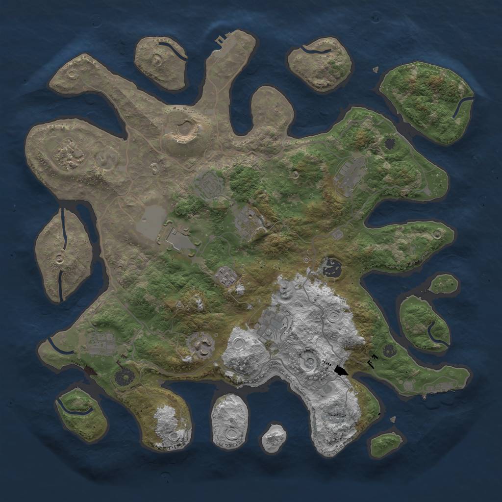 Rust Map: Procedural Map, Size: 4000, Seed: 421321131, 19 Monuments