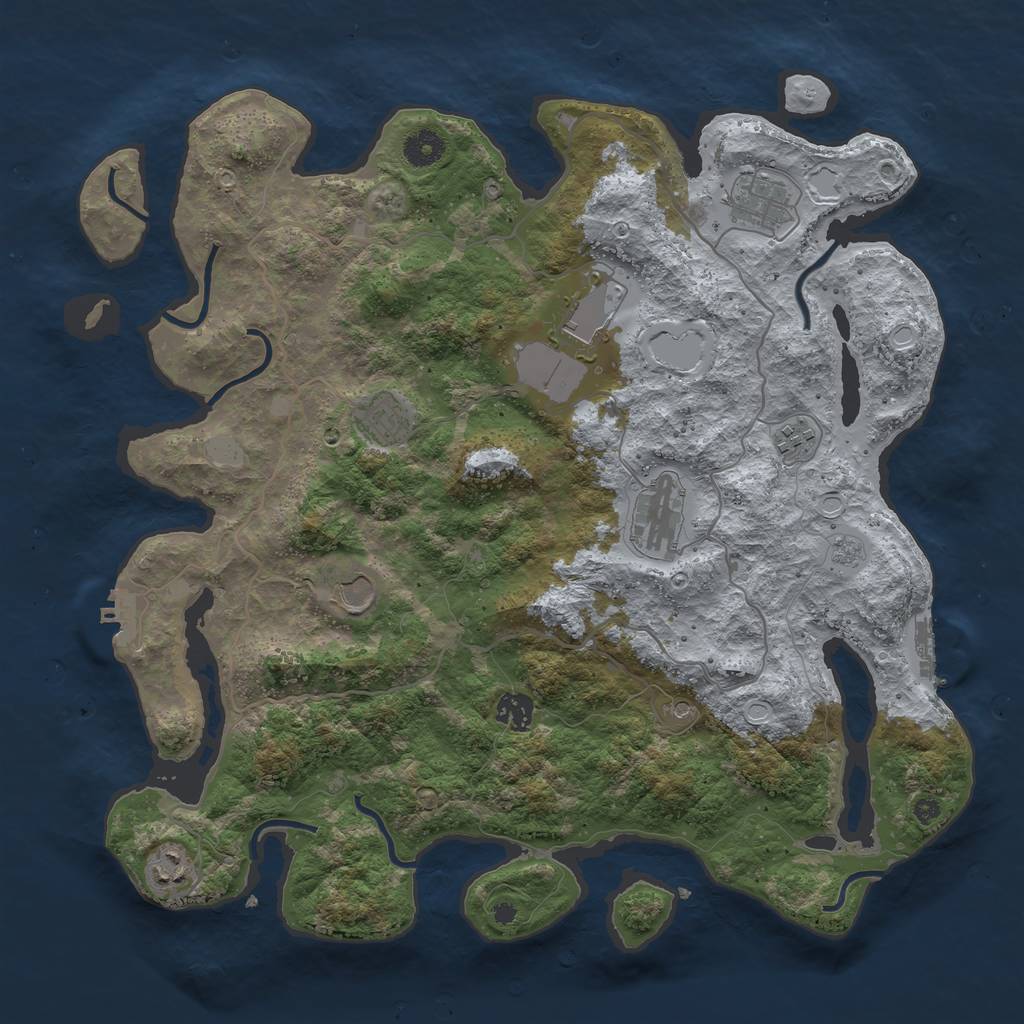 Rust Map: Procedural Map, Size: 4000, Seed: 1222453954, 17 Monuments