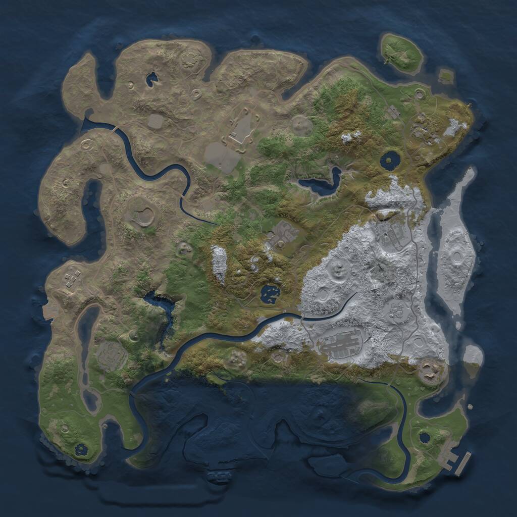 Rust Map: Procedural Map, Size: 4000, Seed: 2069, 16 Monuments