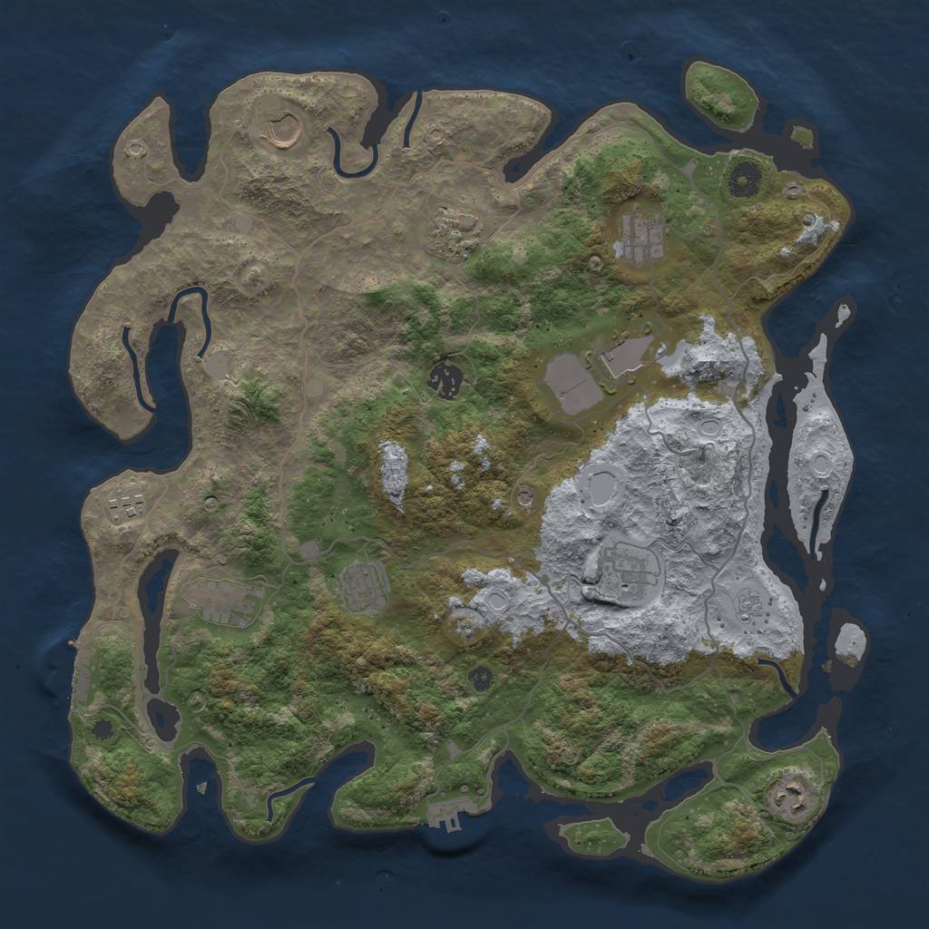 Rust Map: Procedural Map, Size: 4000, Seed: 2069, 19 Monuments