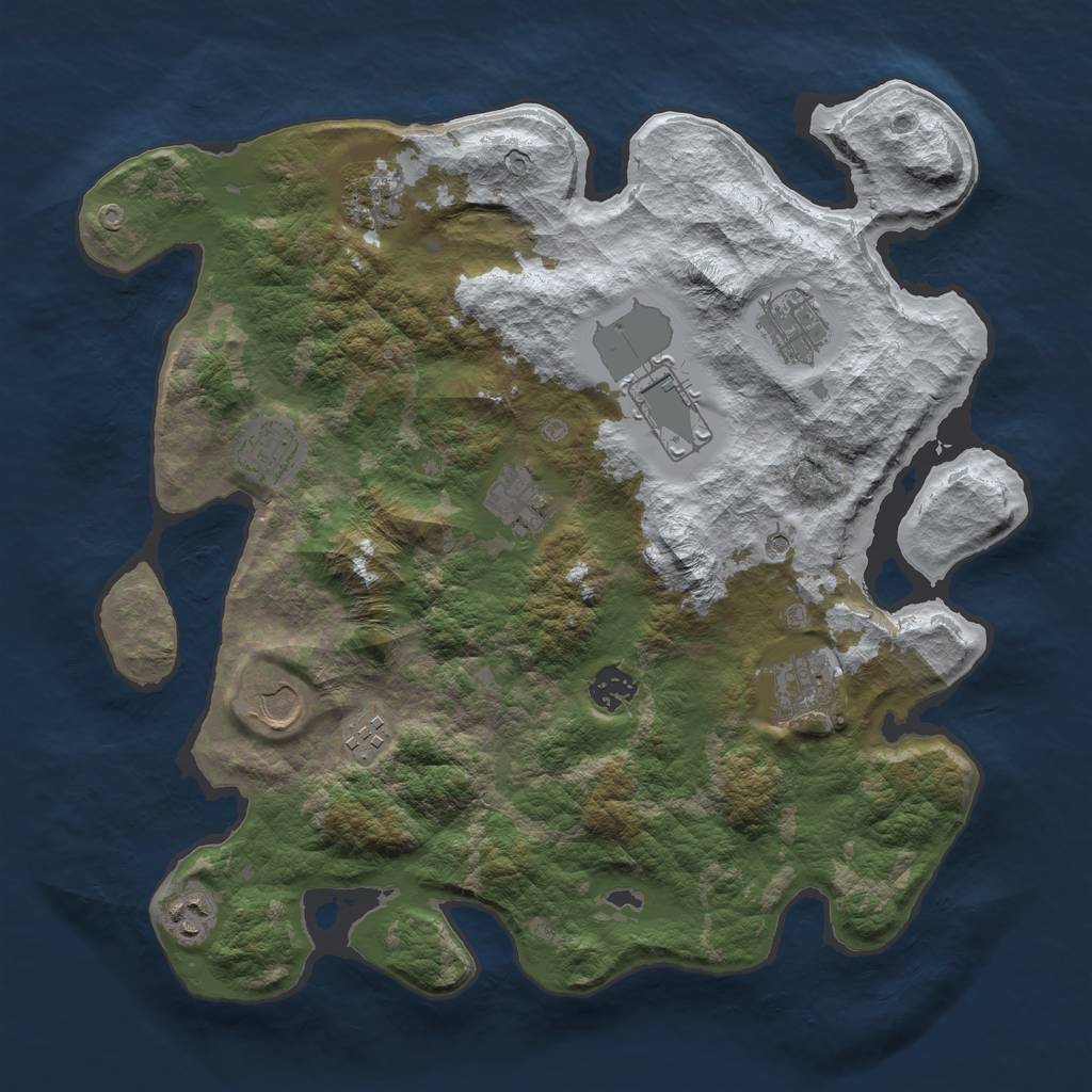 Rust Map: Barren, Size: 3750, Seed: 457687062, 13 Monuments