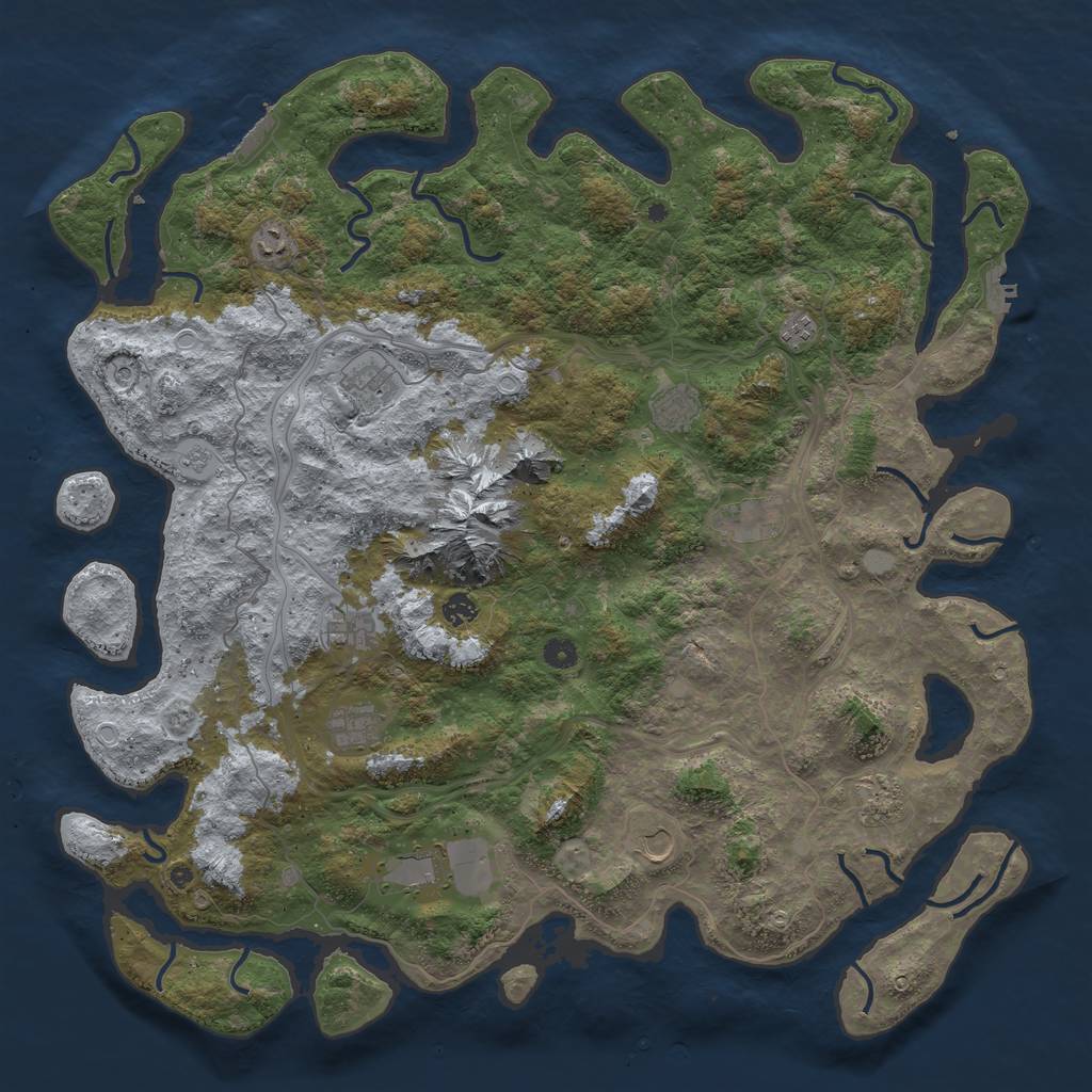 Rust Map: Procedural Map, Size: 5000, Seed: 65000, 20 Monuments