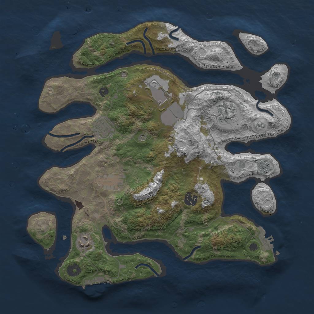 Rust Map: Procedural Map, Size: 3500, Seed: 2746828, 15 Monuments