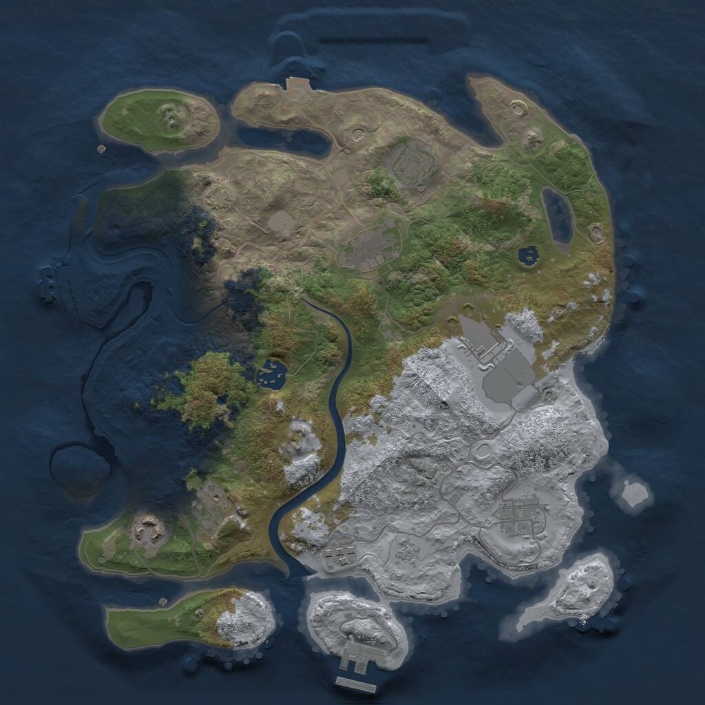 Rust Map: Procedural Map, Size: 3500, Seed: 45761, 14 Monuments