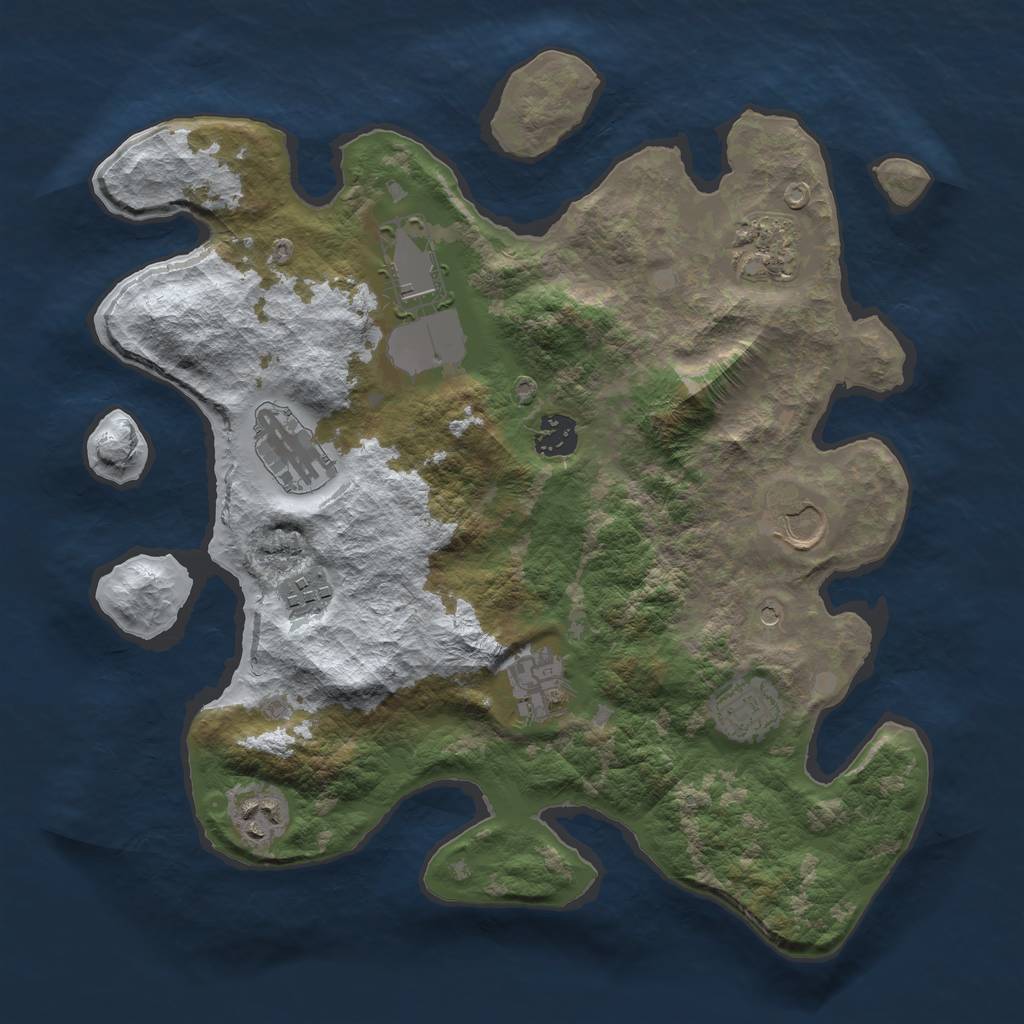Rust Map: Barren, Size: 3500, Seed: 1427970809, 12 Monuments