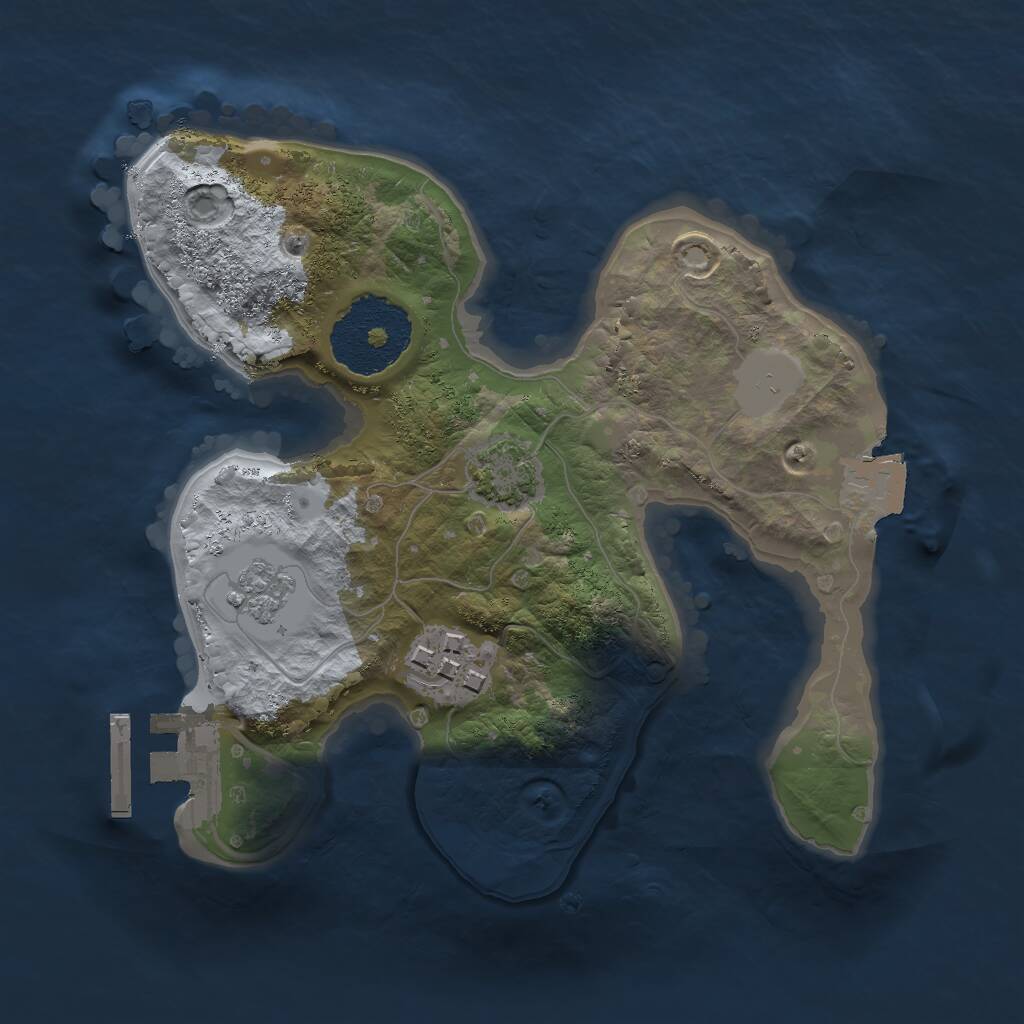 Rust Map: Procedural Map, Size: 2000, Seed: 464165, 5 Monuments