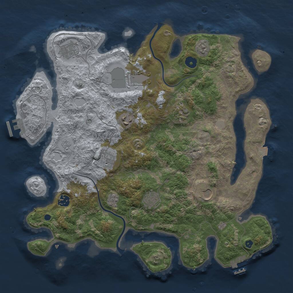 Rust Map: Procedural Map, Size: 3800, Seed: 678567, 15 Monuments