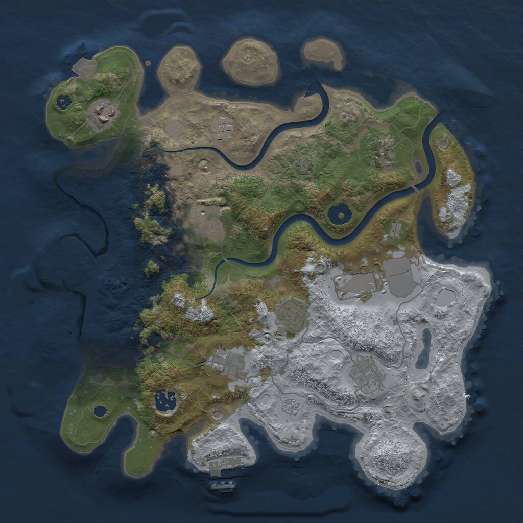 Rust Map: Procedural Map, Size: 3500, Seed: 735483, 15 Monuments