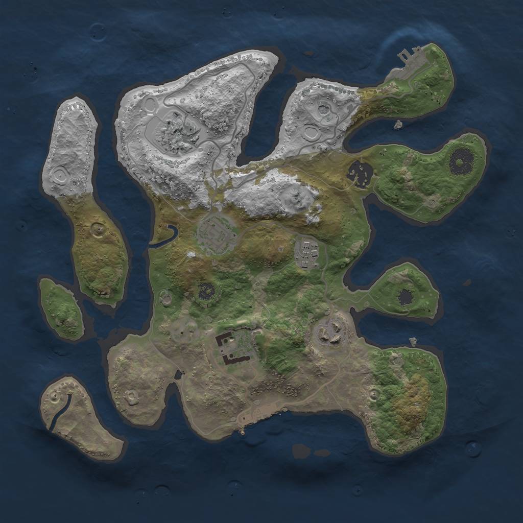 Rust Map: Procedural Map, Size: 3000, Seed: 2054465692, 14 Monuments