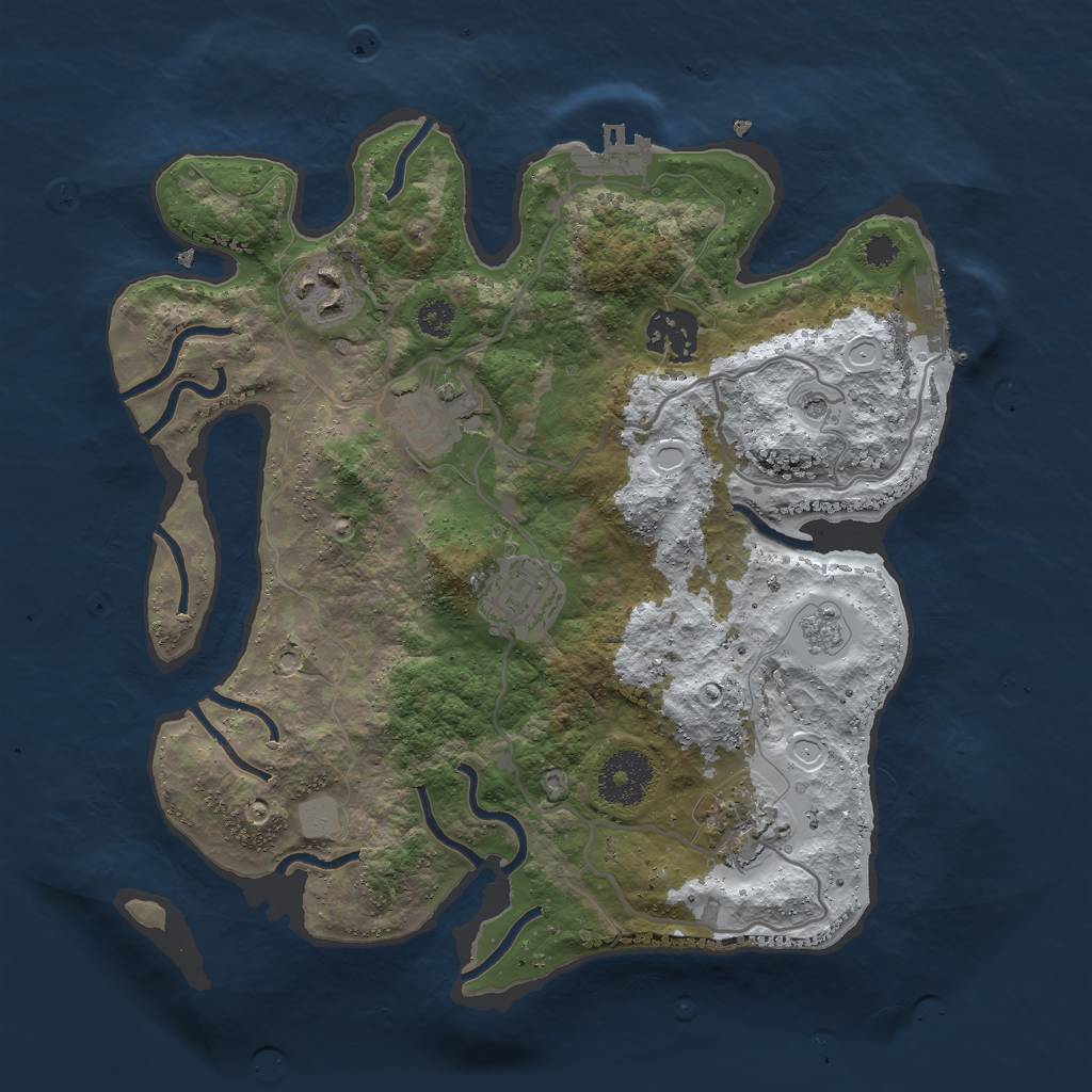 Rust Map: Procedural Map, Size: 3000, Seed: 89764, 14 Monuments