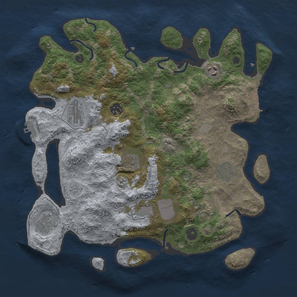 Rust Map: Procedural Map, Size: 3700, Seed: 91842, 17 Monuments