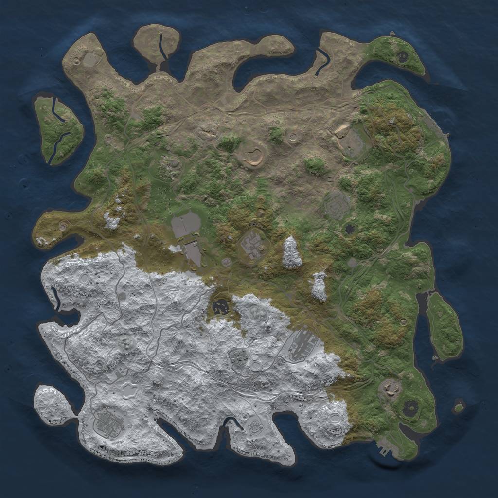 Rust Map: Procedural Map, Size: 4500, Seed: 698761087, 20 Monuments