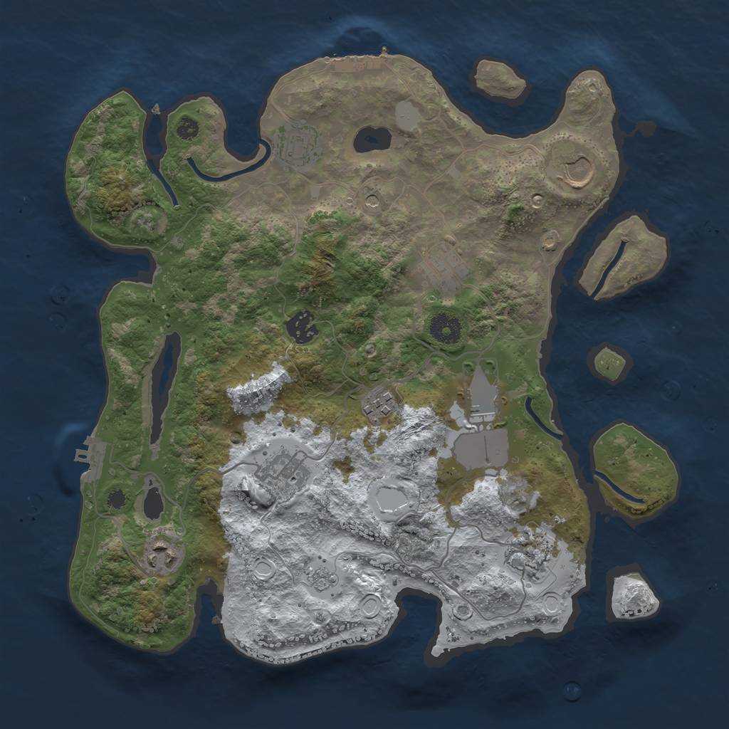 Rust Map: Procedural Map, Size: 3500, Seed: 2054031054, 18 Monuments