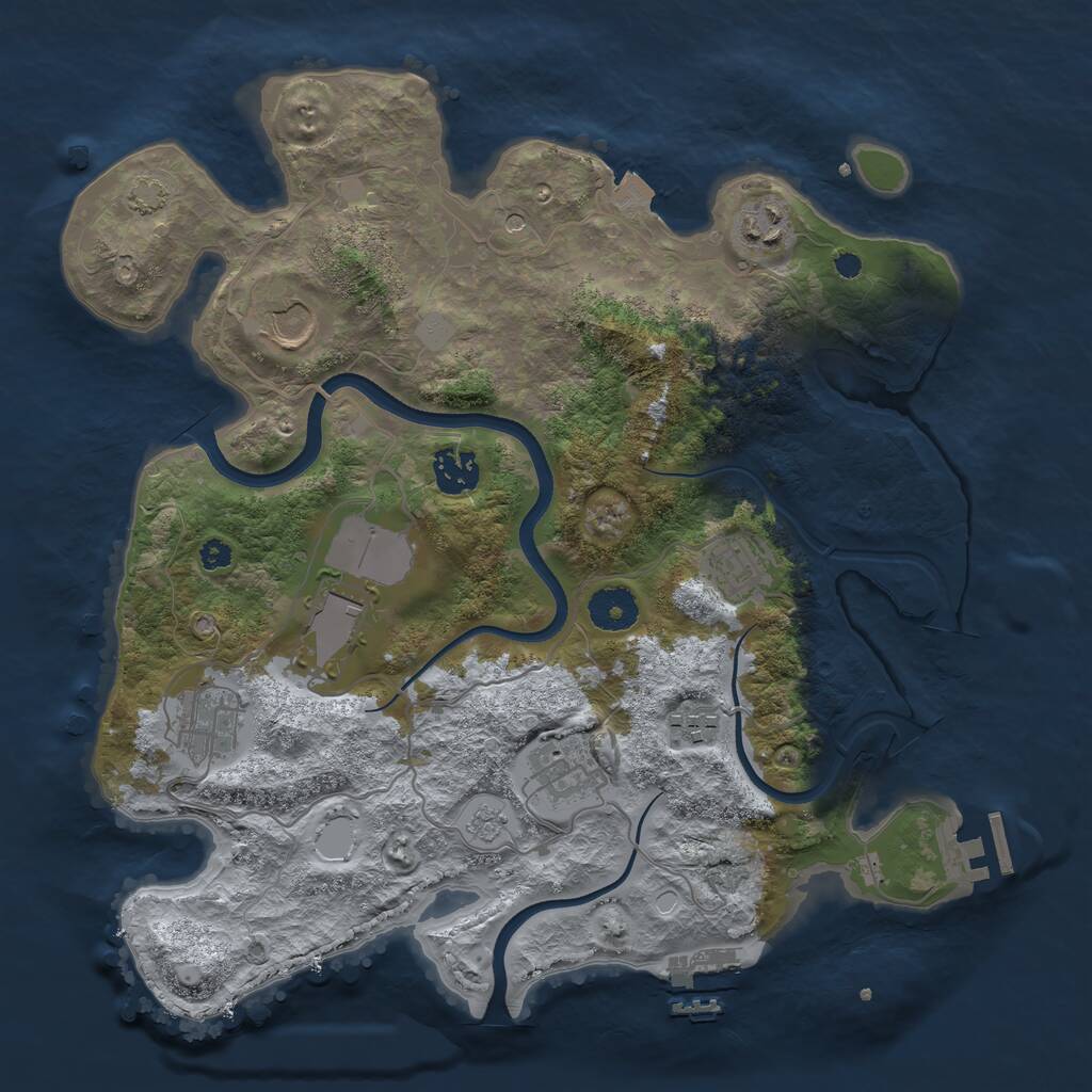 Rust Map: Procedural Map, Size: 3500, Seed: 1990046571, 14 Monuments