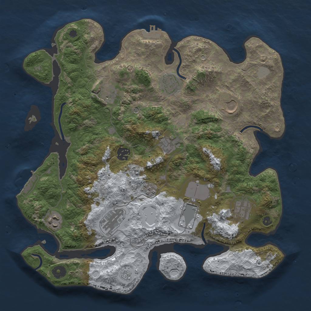 Rust Map: Procedural Map, Size: 3500, Seed: 605530015, 19 Monuments