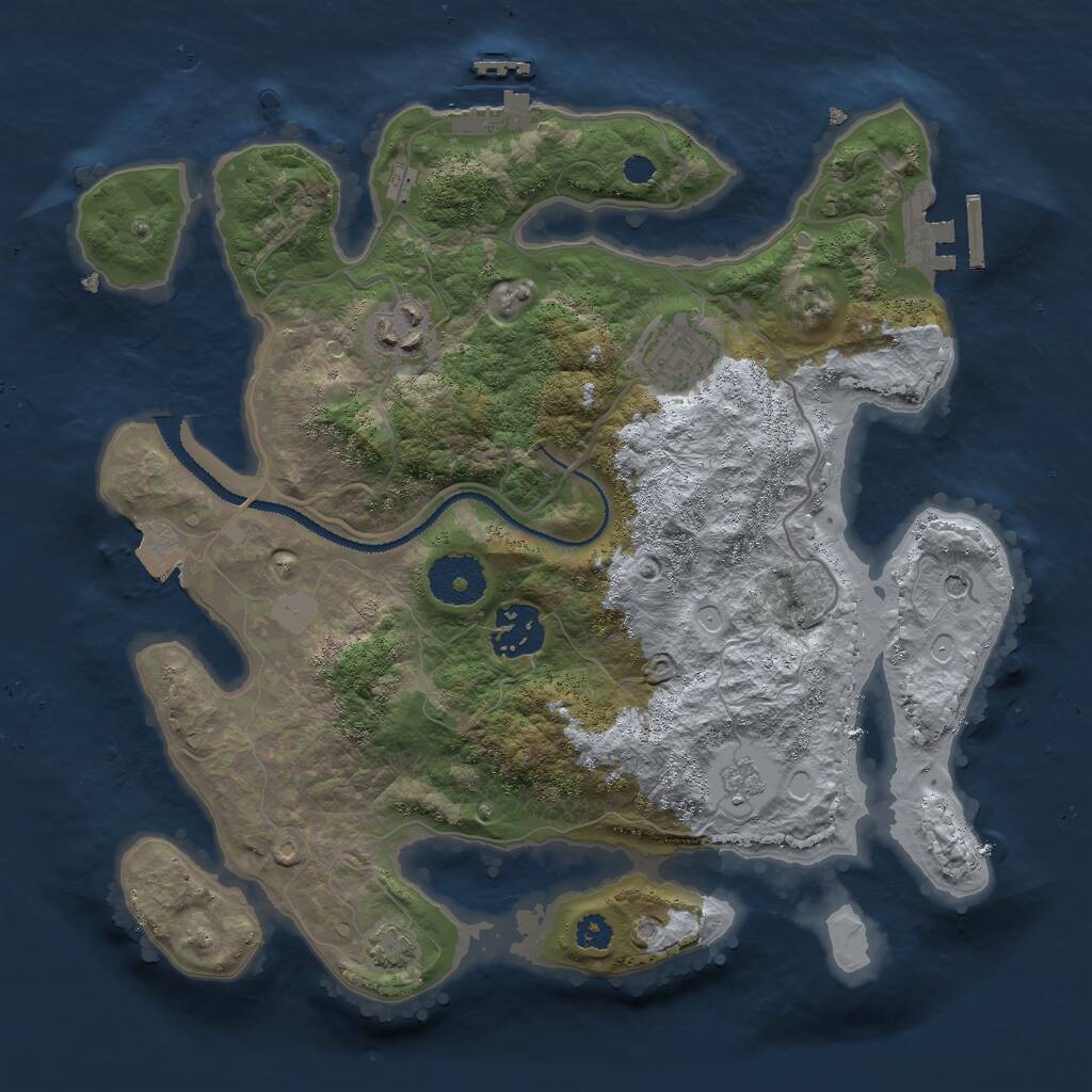 Rust Map: Procedural Map, Size: 3000, Seed: 1998545048, 9 Monuments