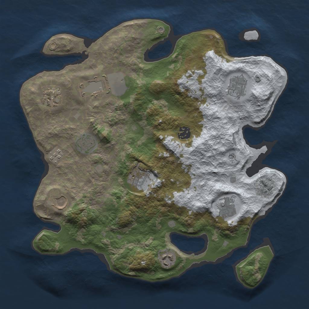 Rust Map: Barren, Size: 3500, Seed: 1477852069, 13 Monuments