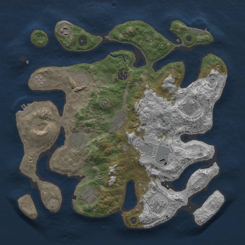 Rust Map: Procedural Map, Size: 3700, Seed: 815339492, 19 Monuments