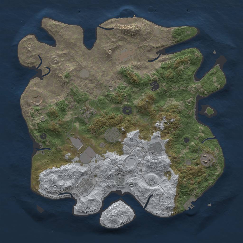 Rust Map: Procedural Map, Size: 3800, Seed: 41701509, 19 Monuments