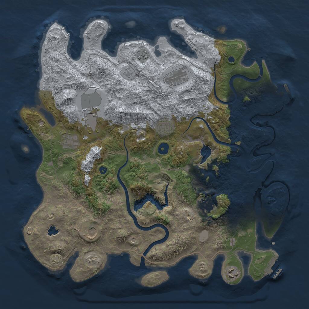 Rust Map: Procedural Map, Size: 4000, Seed: 1229118747, 14 Monuments