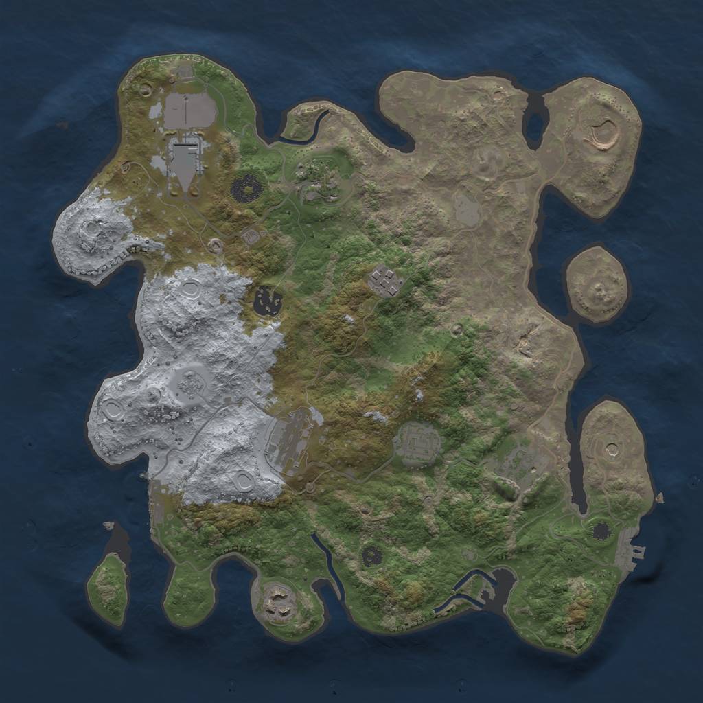 Rust Map: Procedural Map, Size: 3500, Seed: 967997874, 18 Monuments