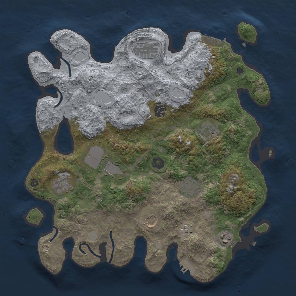 Rust Map: Procedural Map, Size: 3600, Seed: 994772349, 18 Monuments
