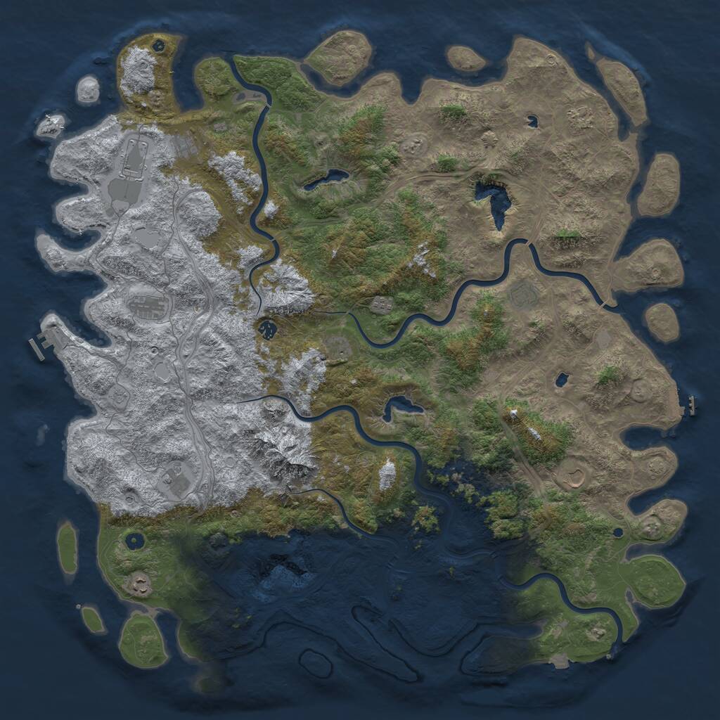 Rust Map: Procedural Map, Size: 6000, Seed: 2837, 17 Monuments