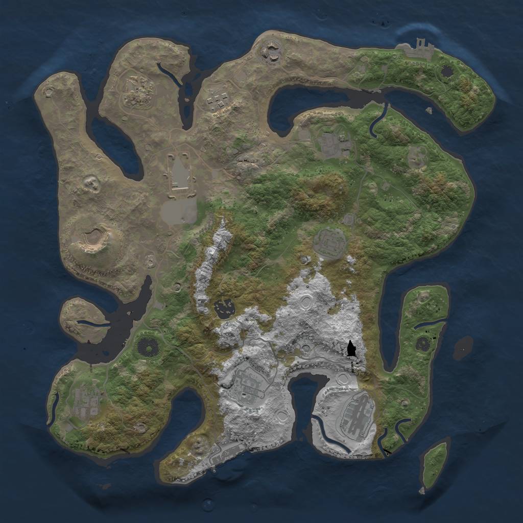 Rust Map: Procedural Map, Size: 3800, Seed: 144323210, 19 Monuments