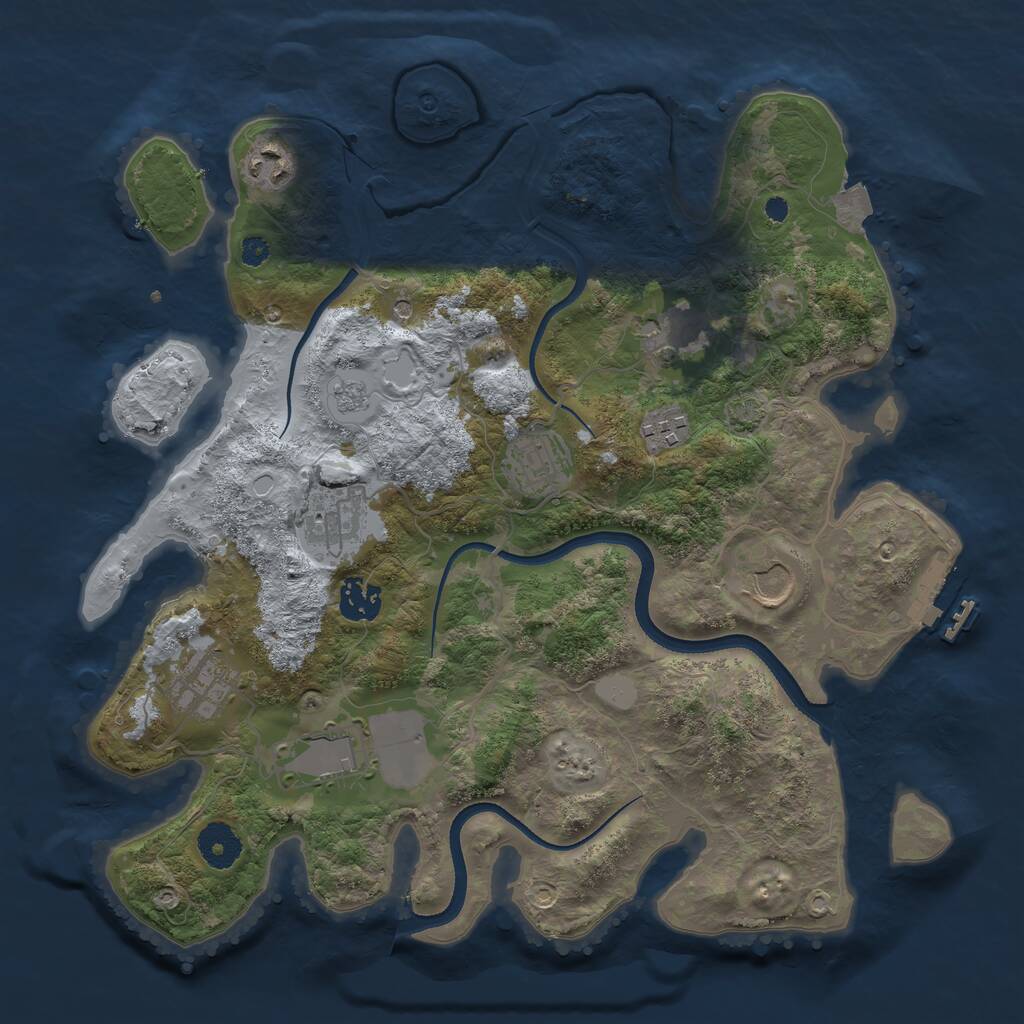 Rust Map: Procedural Map, Size: 3500, Seed: 897512969, 14 Monuments