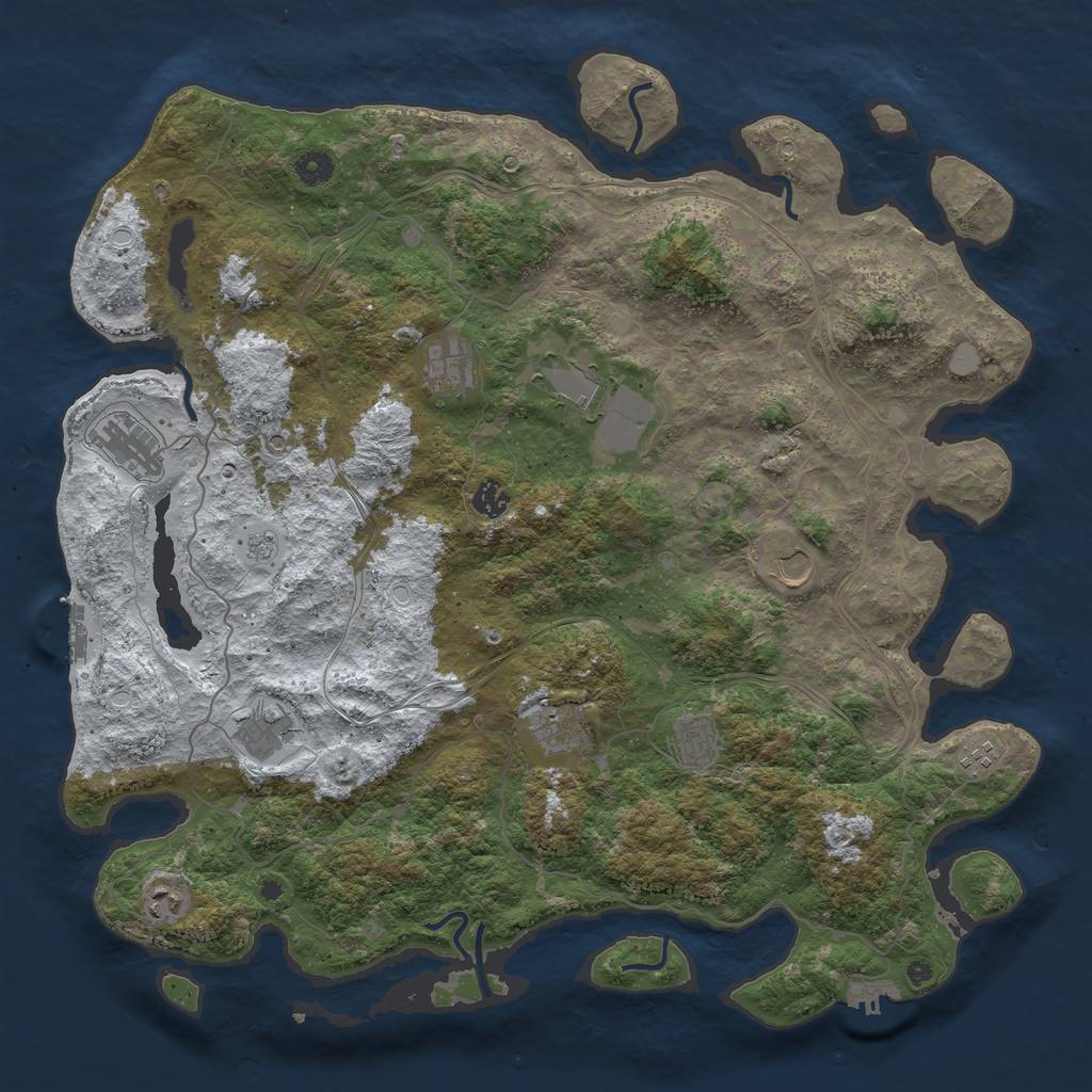 Rust Map: Procedural Map, Size: 4500, Seed: 1344073448, 19 Monuments