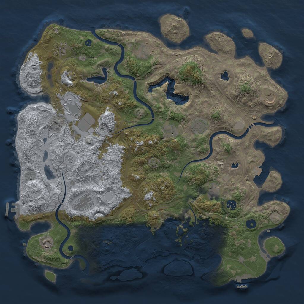 Rust Map: Procedural Map, Size: 4500, Seed: 1344073448, 17 Monuments