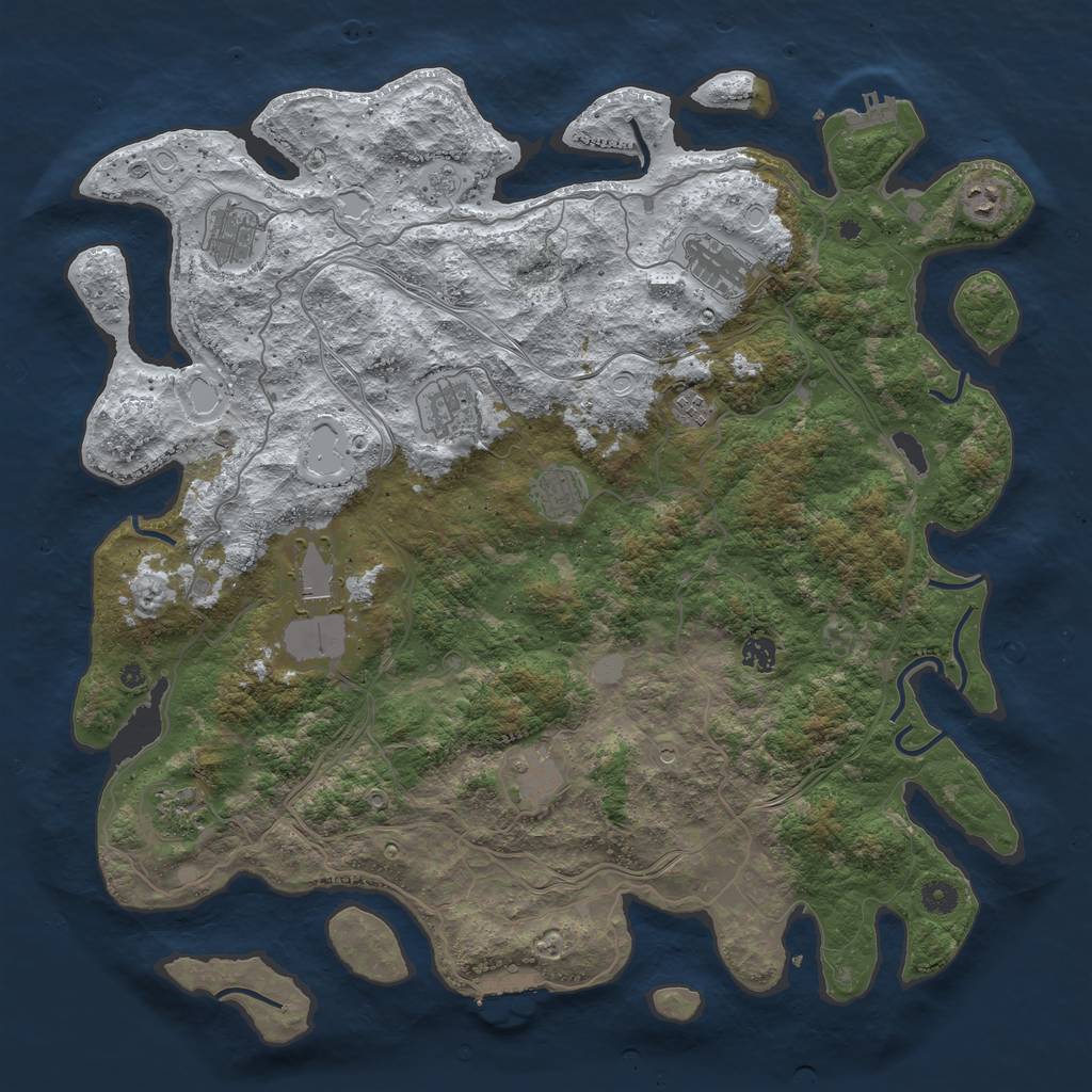 Rust Map: Procedural Map, Size: 4600, Seed: 22712, 19 Monuments