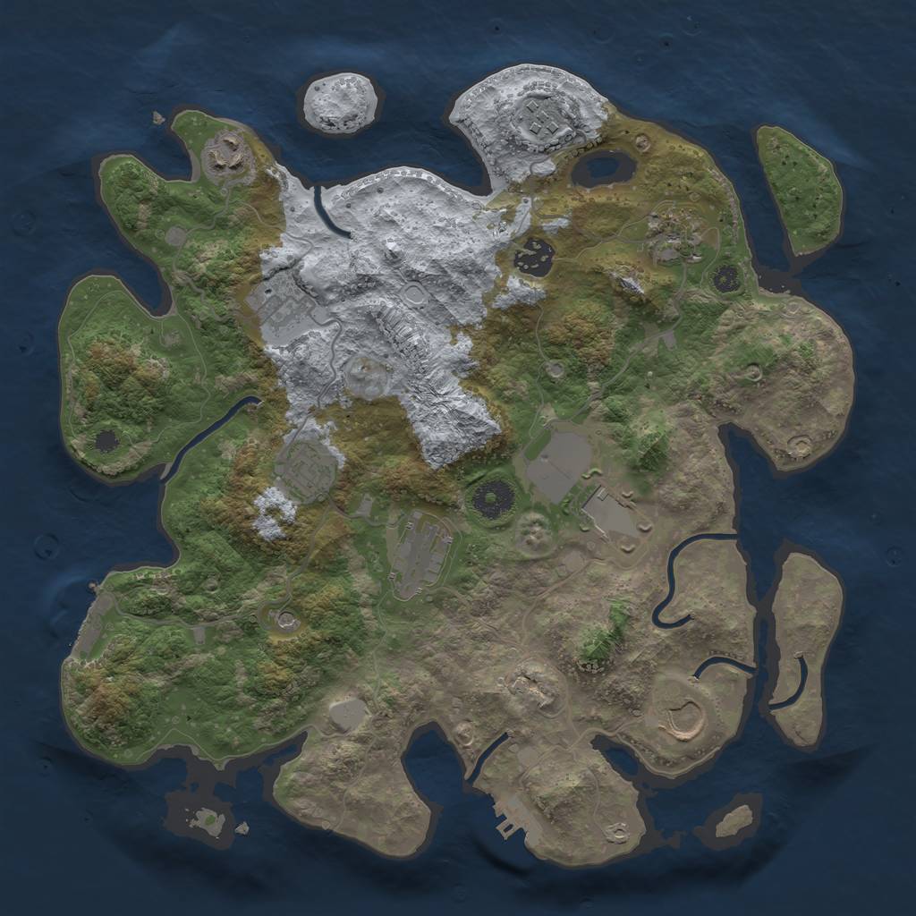 Rust Map: Procedural Map, Size: 3500, Seed: 1393597249, 17 Monuments