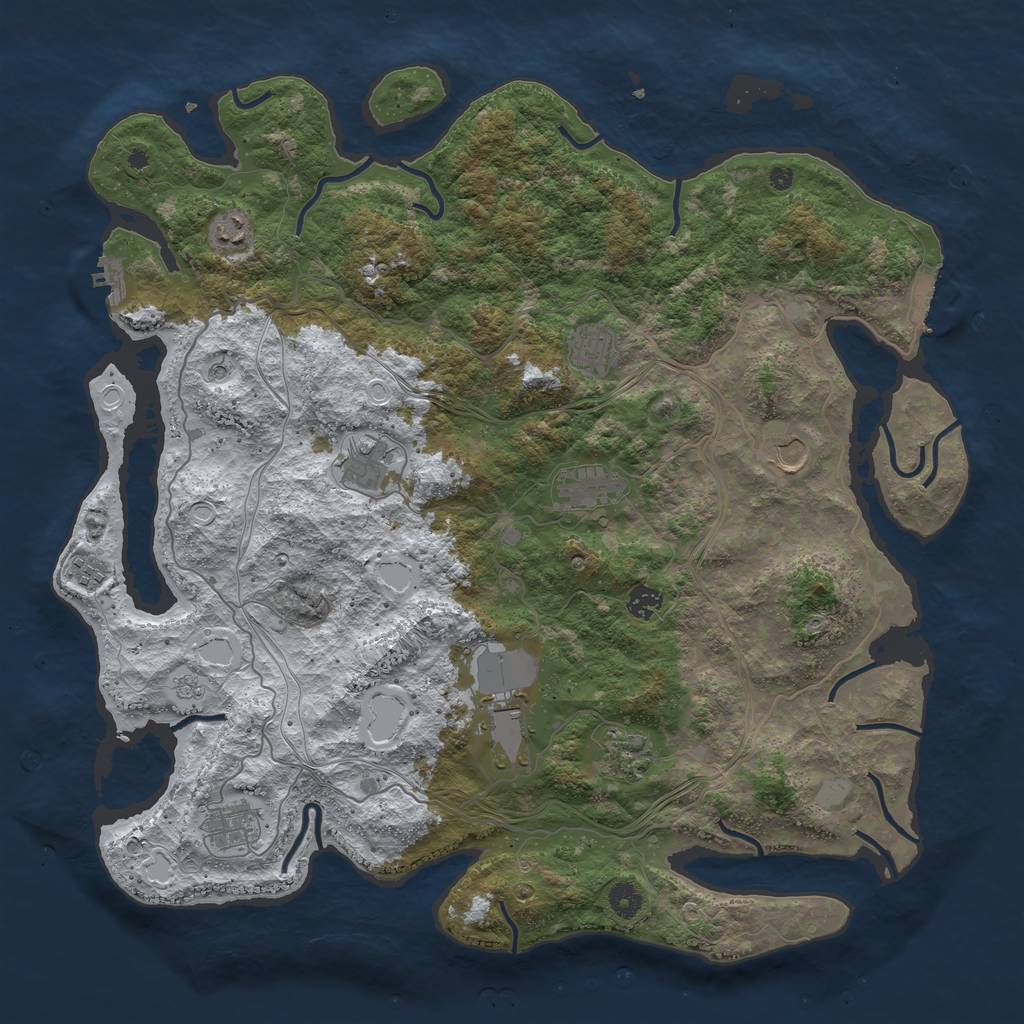Rust Map: Procedural Map, Size: 4500, Seed: 91539, 19 Monuments