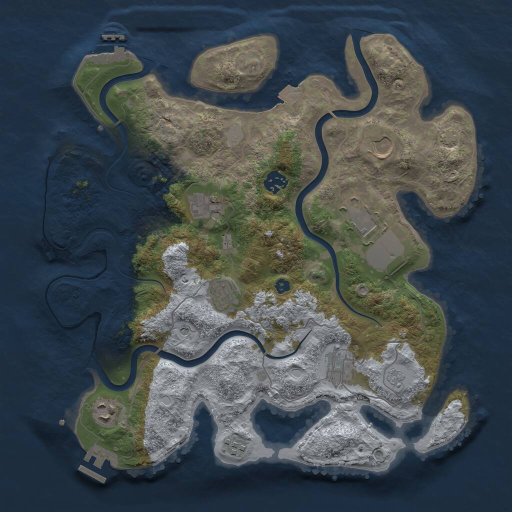 Rust Map: Procedural Map, Size: 3500, Seed: 1005730444, 14 Monuments