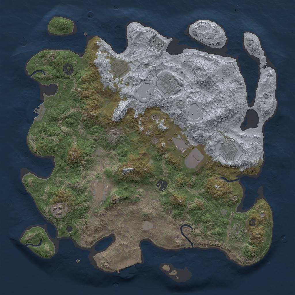Rust Map: Procedural Map, Size: 3900, Seed: 33605, 18 Monuments