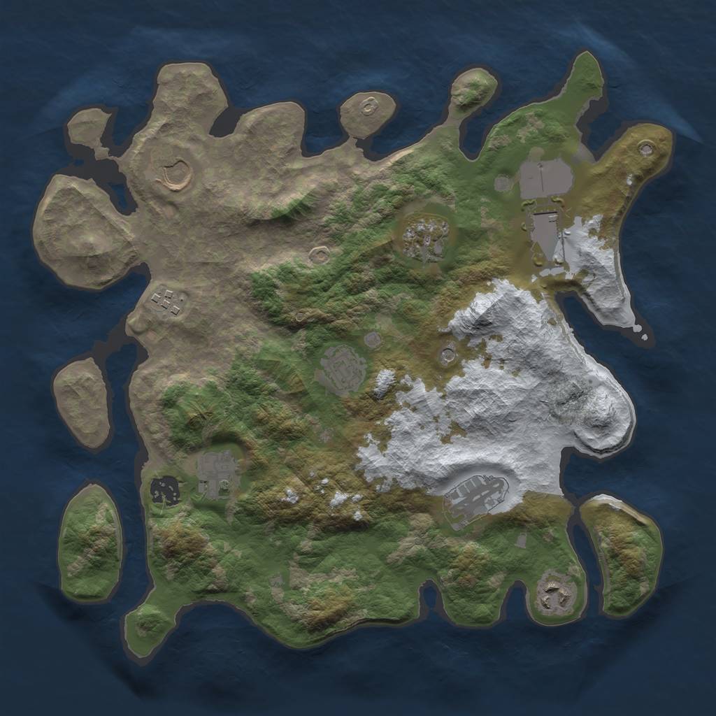 Rust Map: Barren, Size: 3500, Seed: 78741, 12 Monuments