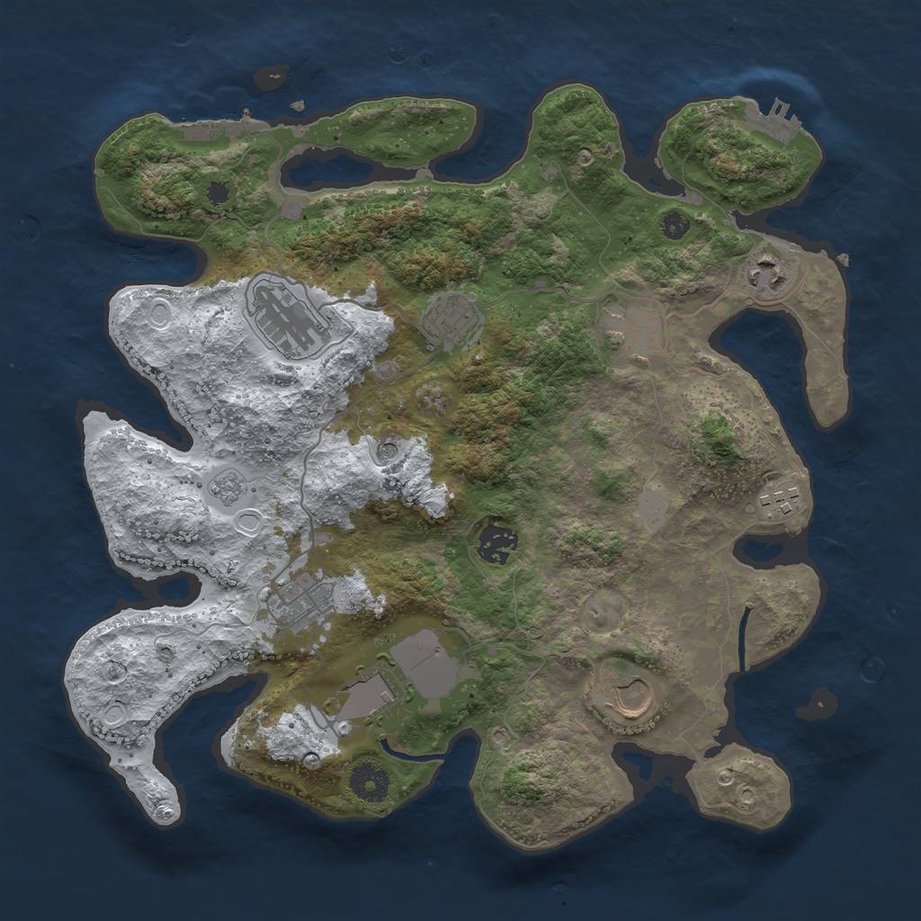 Rust Map: Procedural Map, Size: 3500, Seed: 98295845, 18 Monuments