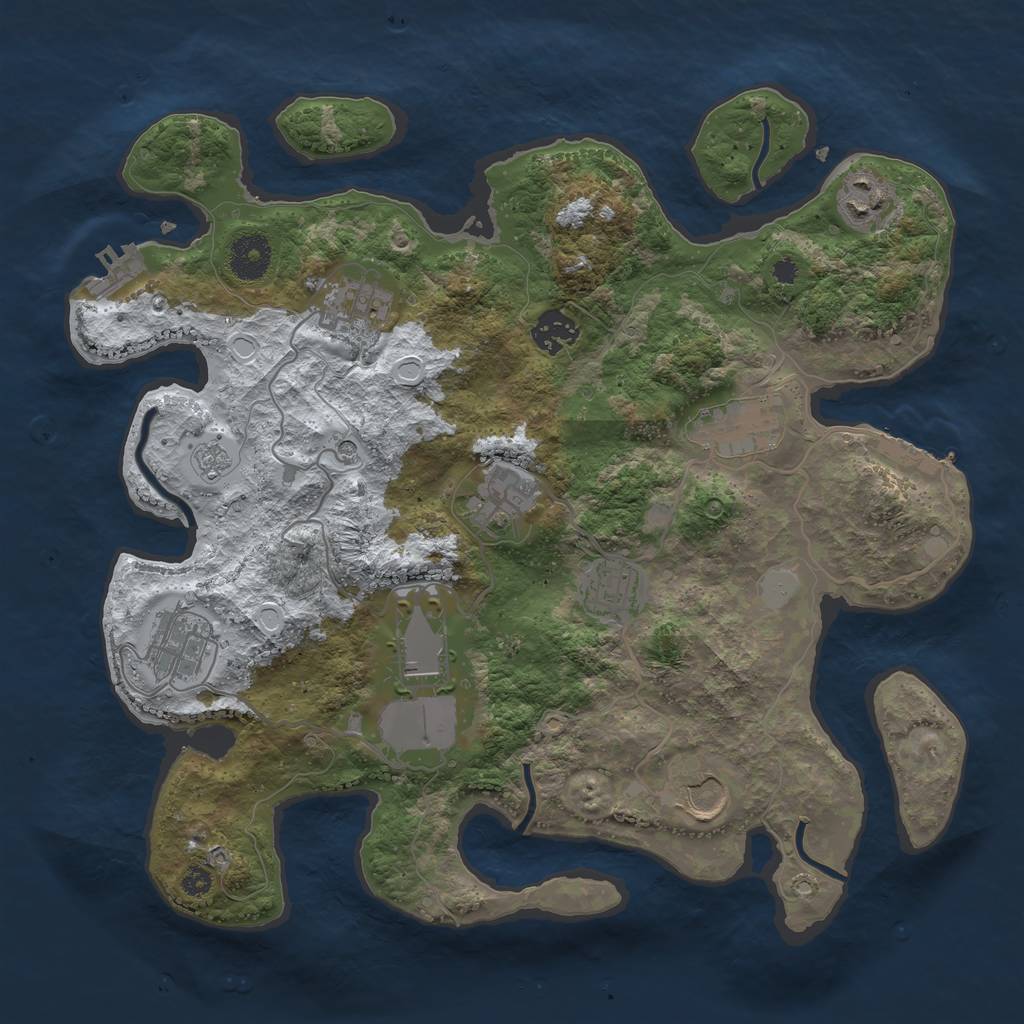 Rust Map: Procedural Map, Size: 3500, Seed: 640480, 18 Monuments