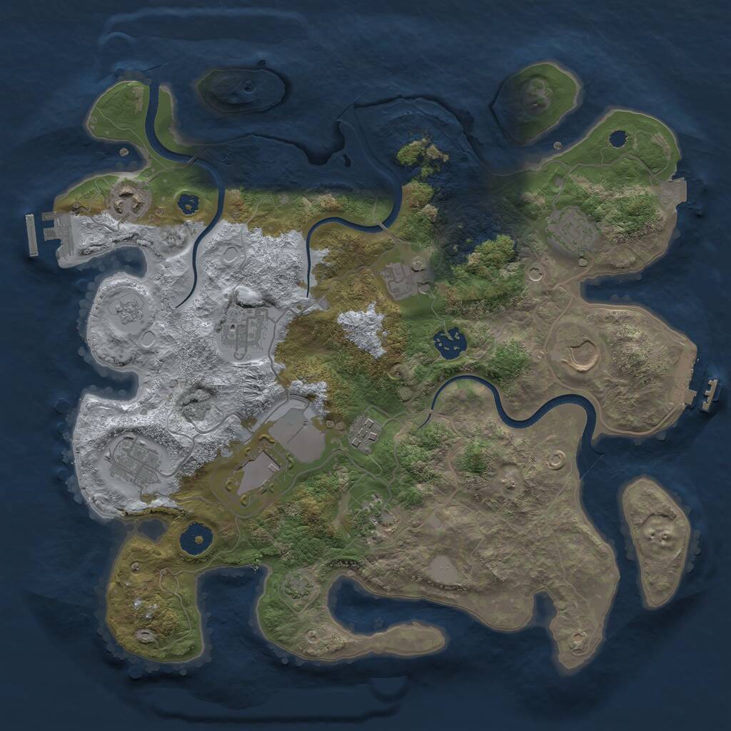 Rust Map: Procedural Map, Size: 3500, Seed: 640480, 16 Monuments